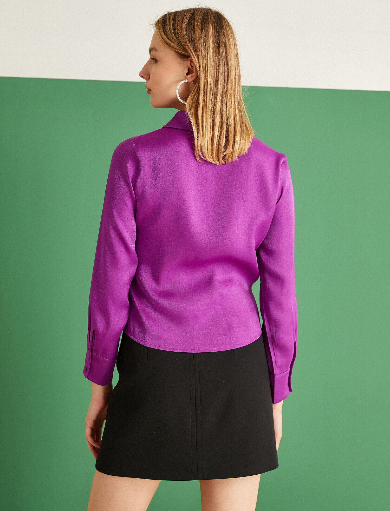   Büzgülü Saten Gömlek