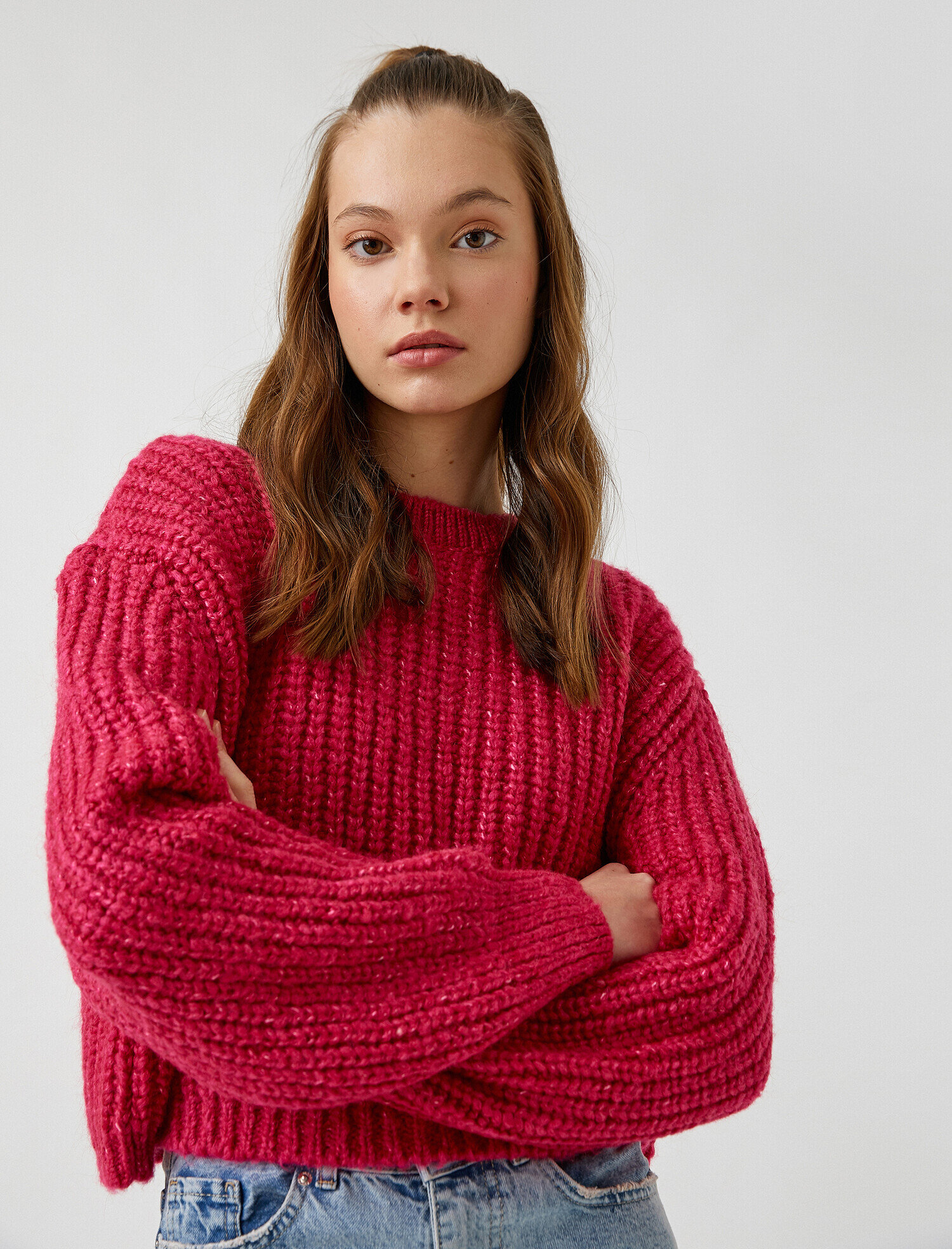   Bisiklet Yaka Uzun Kollu Triko Kazak