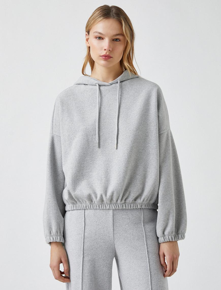   Kapüşonlu Beli Lastikli Sweatshirt