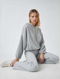 Kapüşonlu Beli Lastikli Sweatshirt