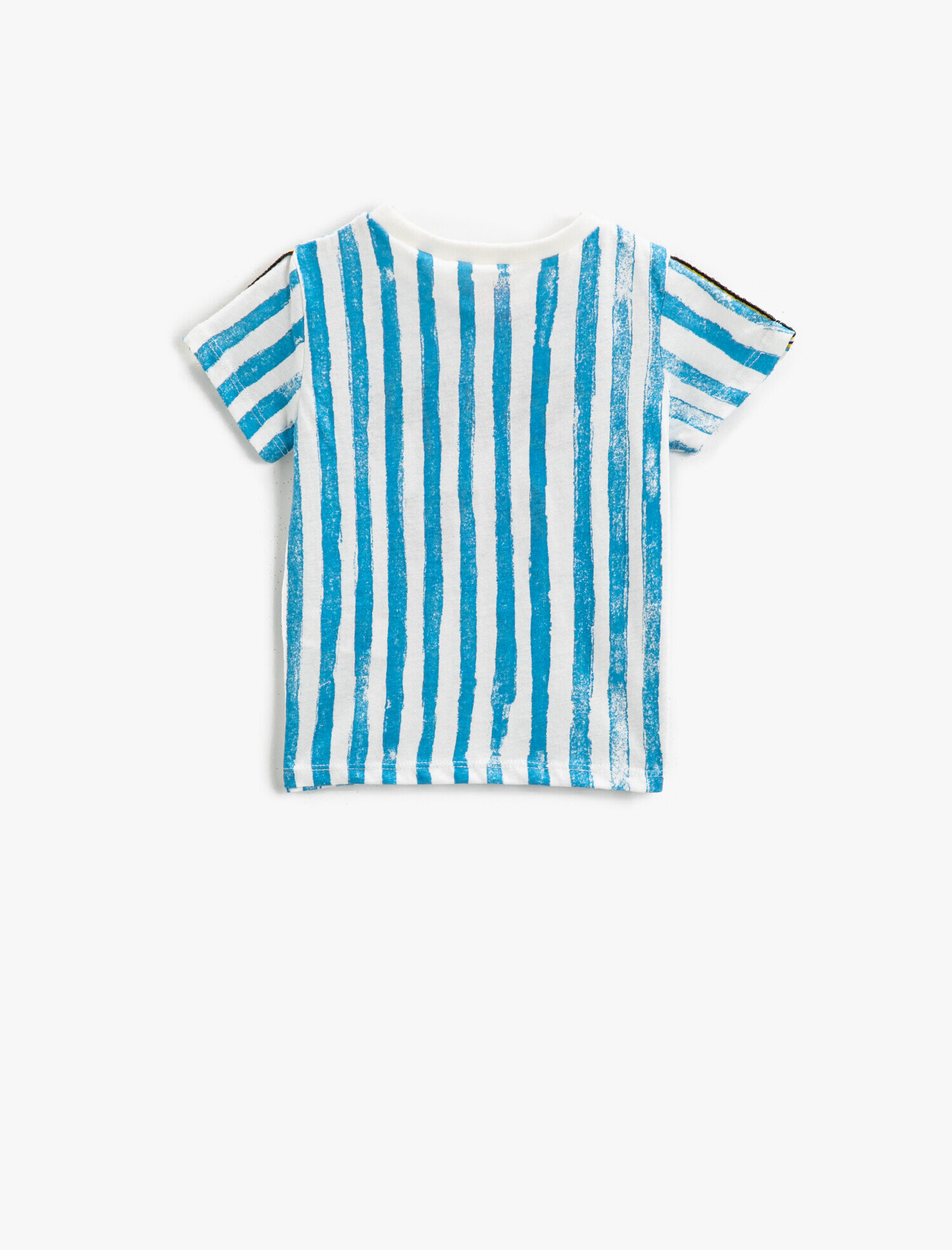  Erkek Bebek Çizgili Tişört Yazılı Baskılı Kısa Kollu Pamuklu