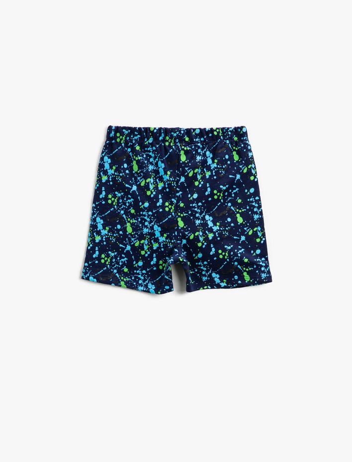 Erkek Bebek Belden Bağlamalı Şort Baskılı Pamuklu