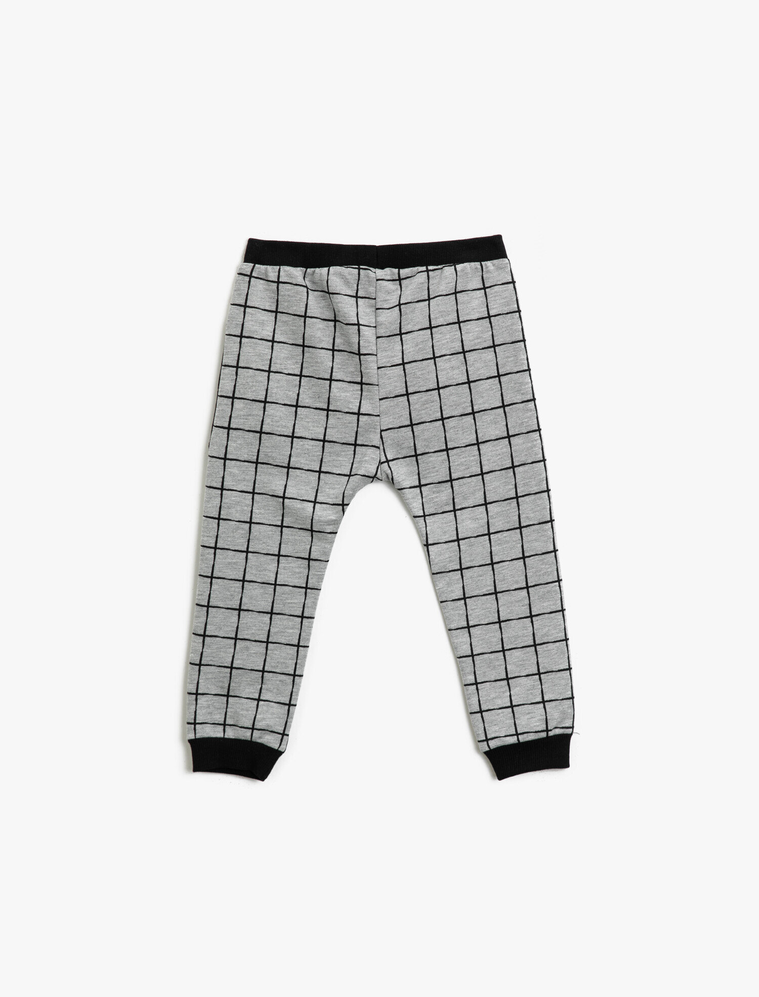  Erkek Bebek Pamuklu Kareli Normal Bel Eşofman Altı