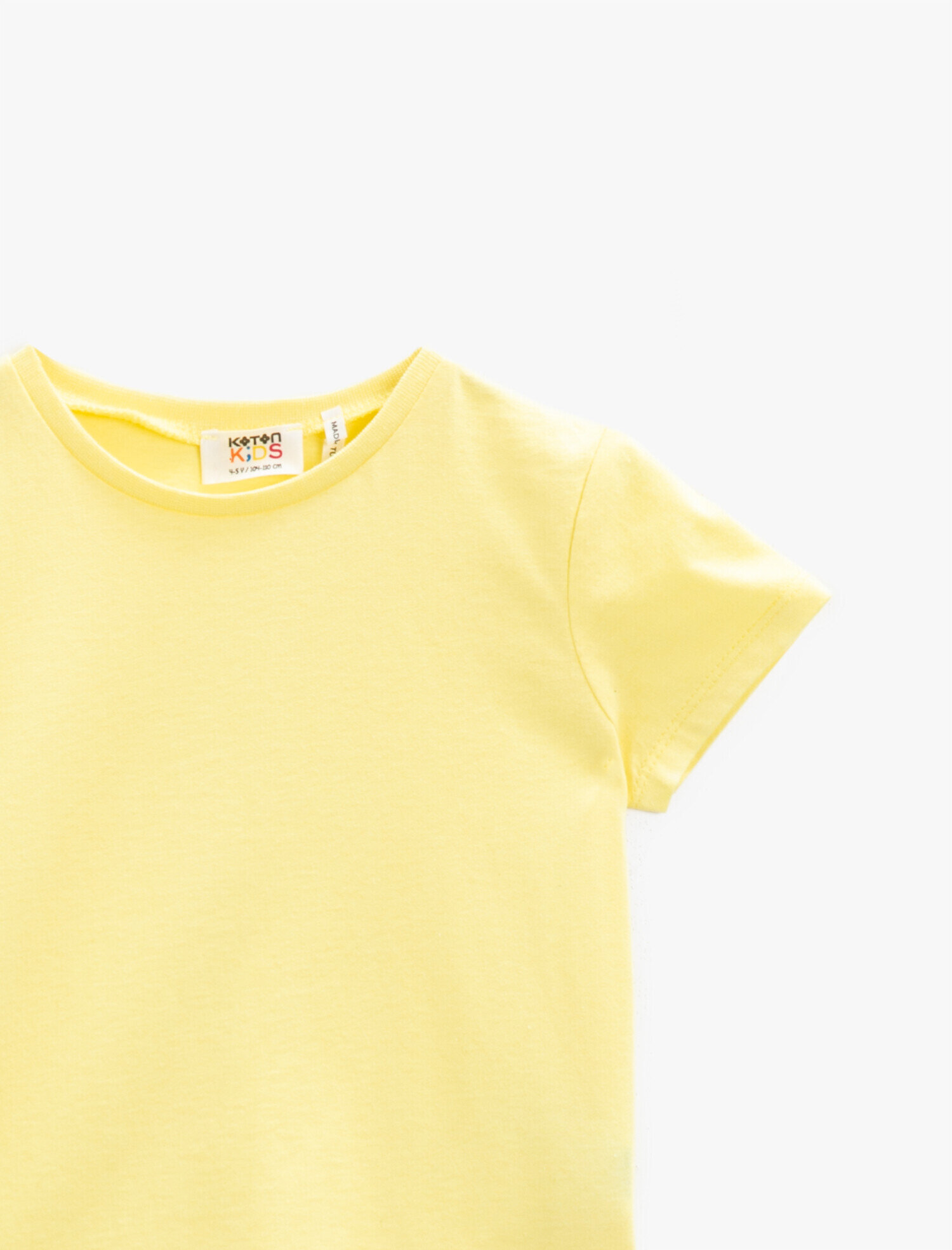  Kız Çocuk Basic Tişört Kısa Kollu Pamuklu Bisiklet Yaka