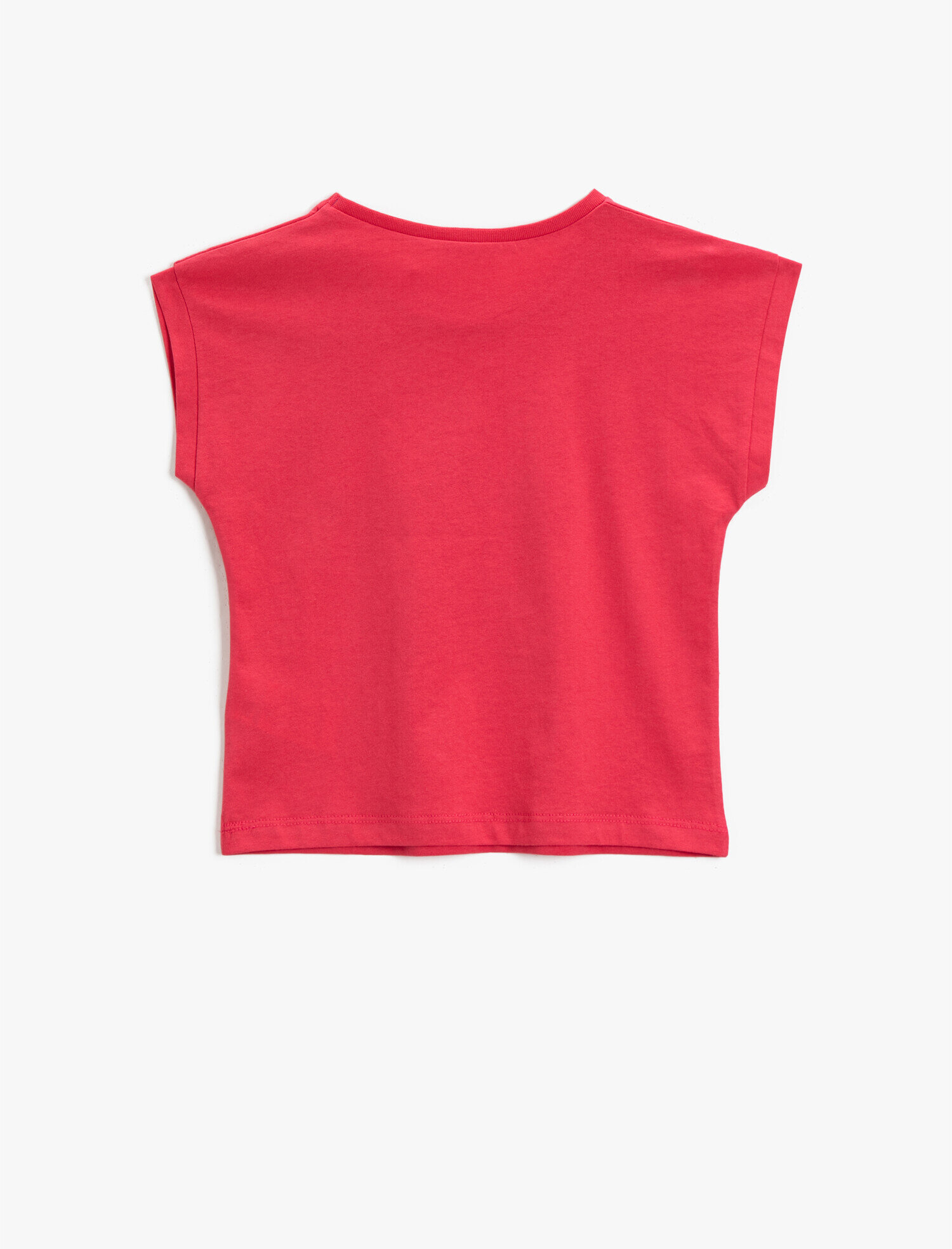  Kız Çocuk Baskılı Tişört Bisiklet Yaka Kısa Kollu Pamuklu