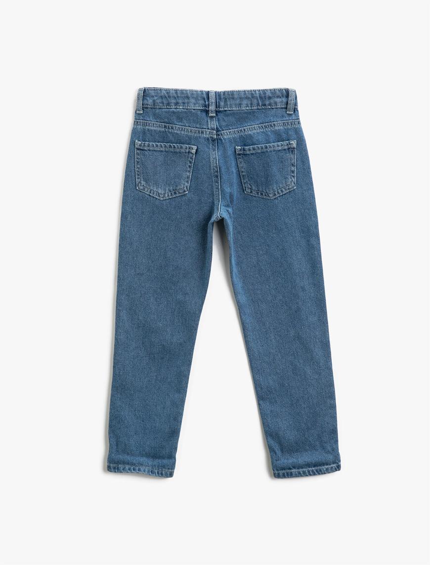  Kız Çocuk Kot Pantolon Pamuklu Cepli - Straight Jean