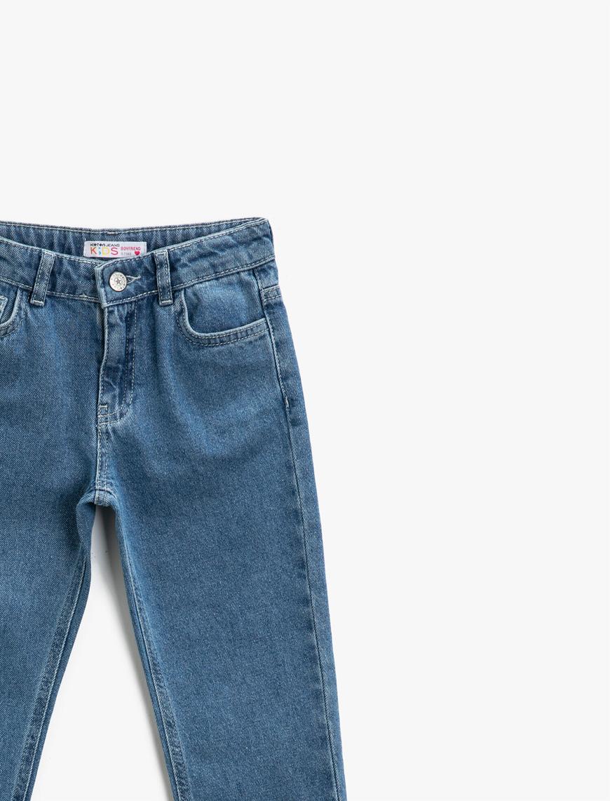  Kız Çocuk Kot Pantolon Pamuklu Cepli - Straight Jean