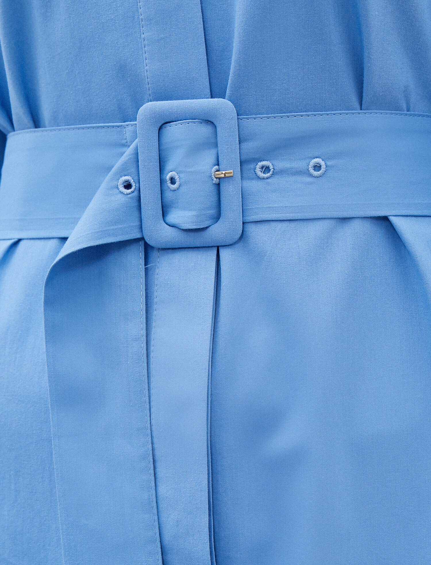 Poplin Gömlek Elbise Kemerli Pamuklu 3/4 Kol