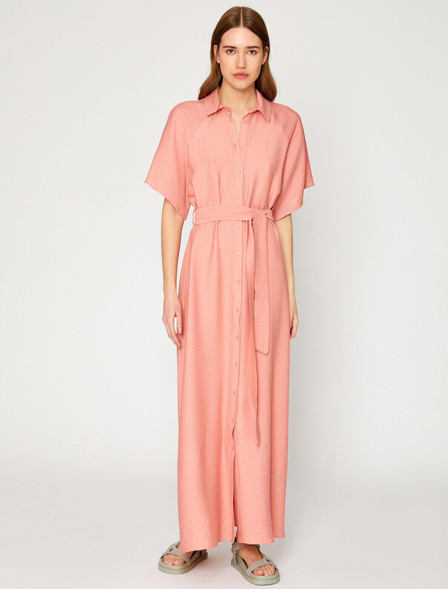   Gömlek Yaka Elbise Kısa Kollu