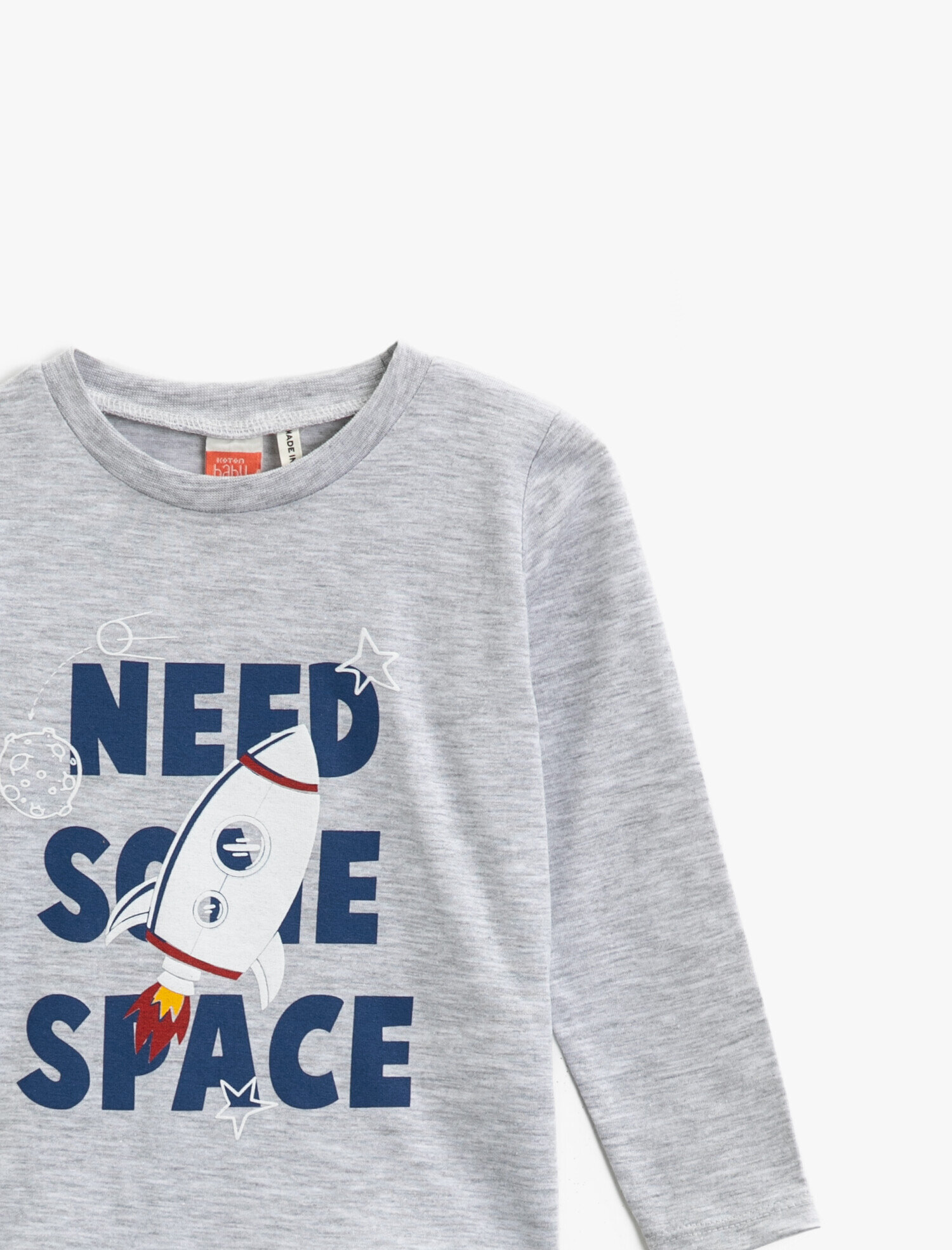  Erkek Bebek Yazılı Baskılı Bisiklet Yaka Uzun Kollu Tişört