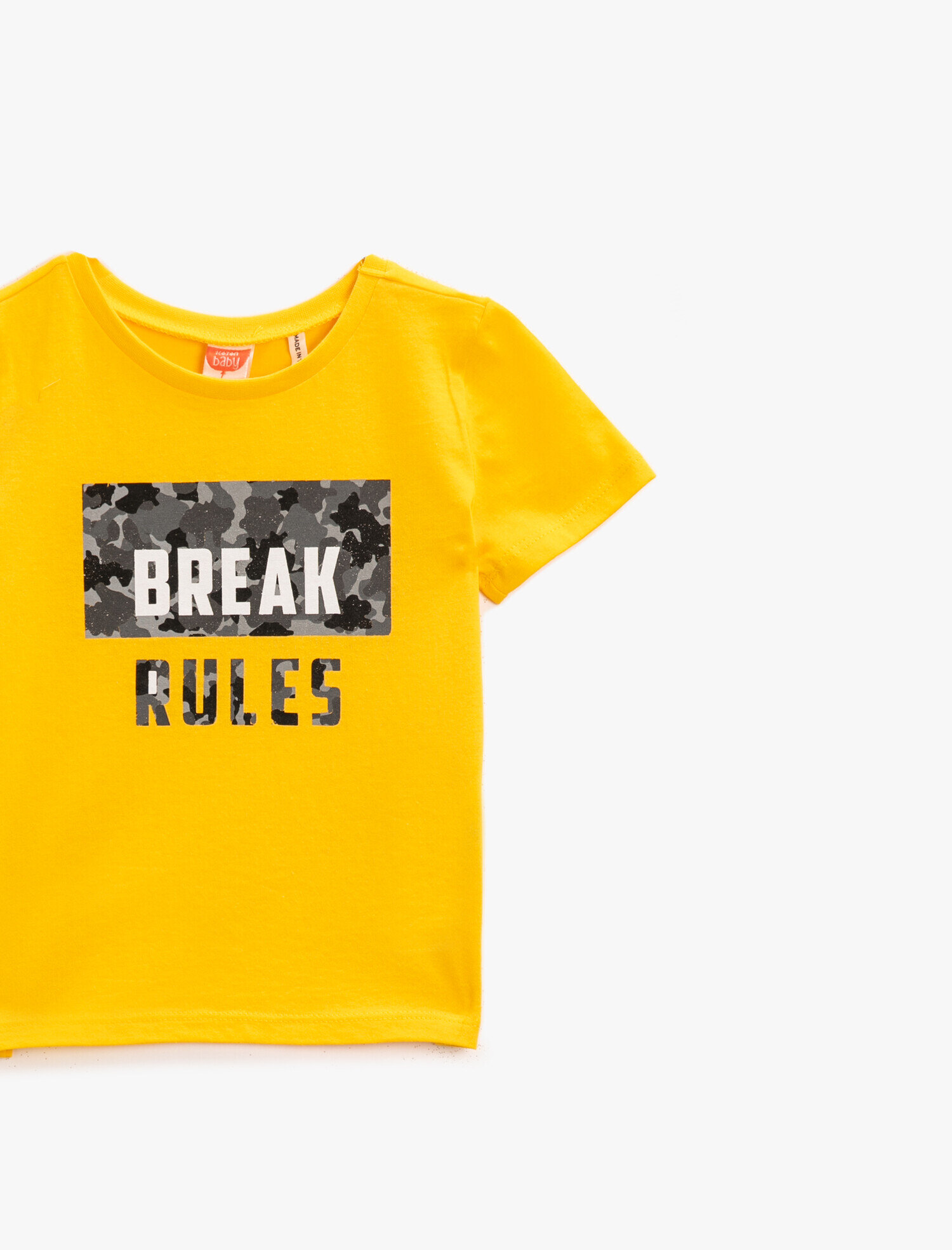  Erkek Bebek Yazılı Tişört Pamuklu Kısa Kollu Bisiklet Yaka