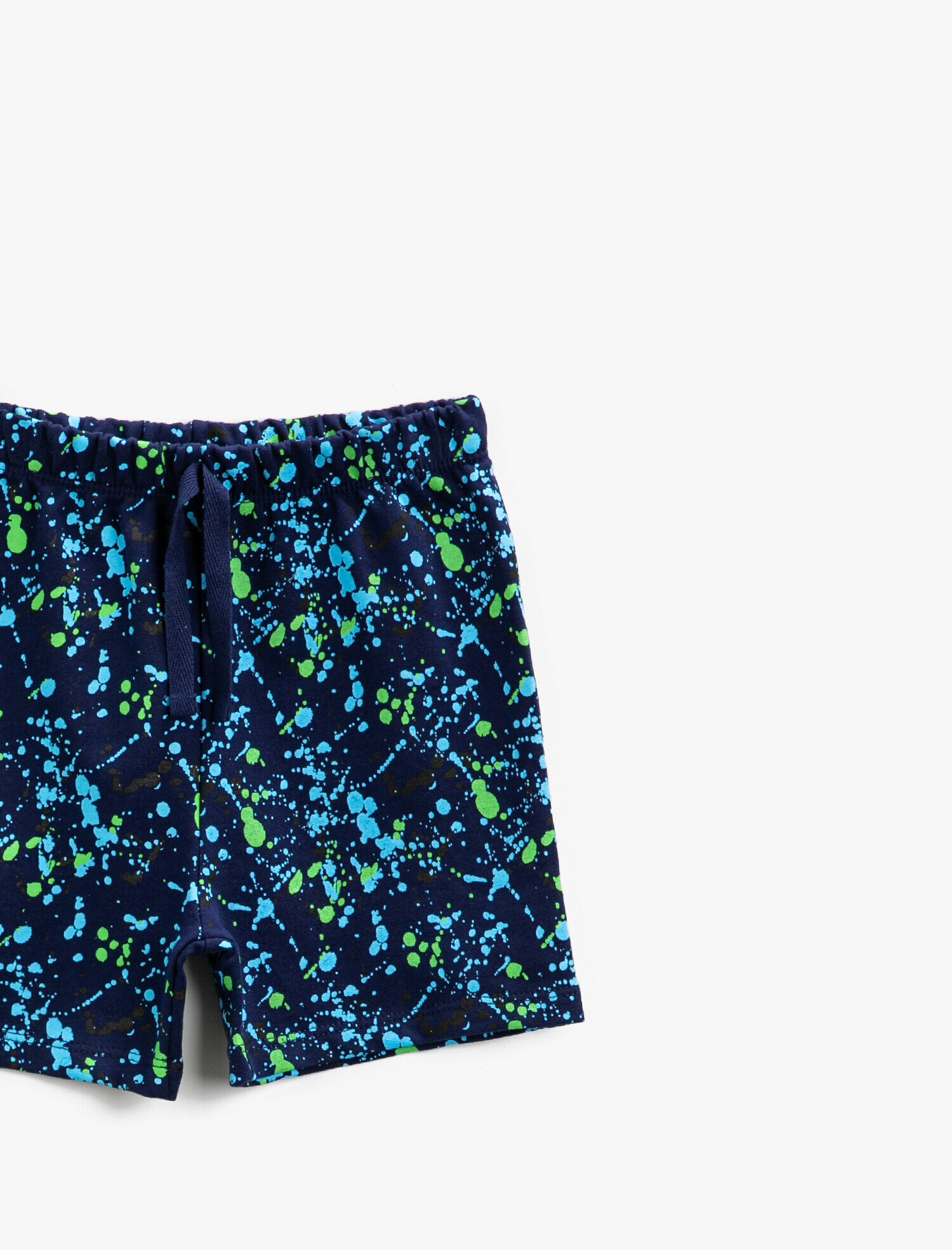  Erkek Bebek Belden Bağlamalı Şort Baskılı Pamuklu