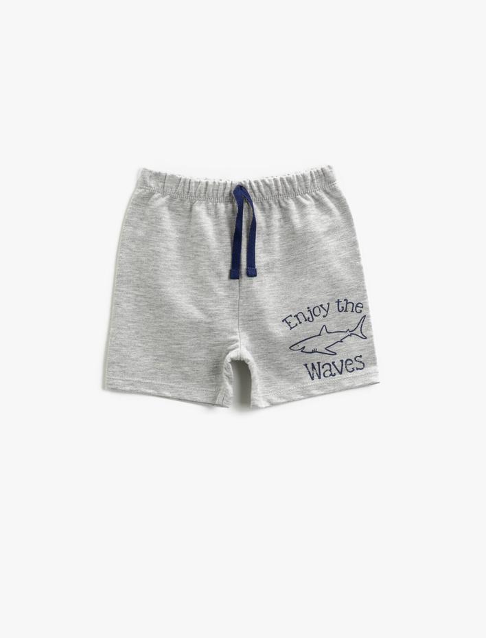 Erkek Bebek Baskılı Şort Pamuklu