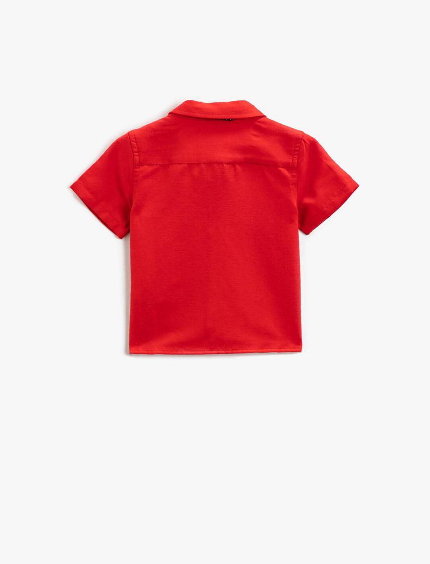  Erkek Bebek Papyonlu Gömlek Klasik Yaka Kısa Kollu