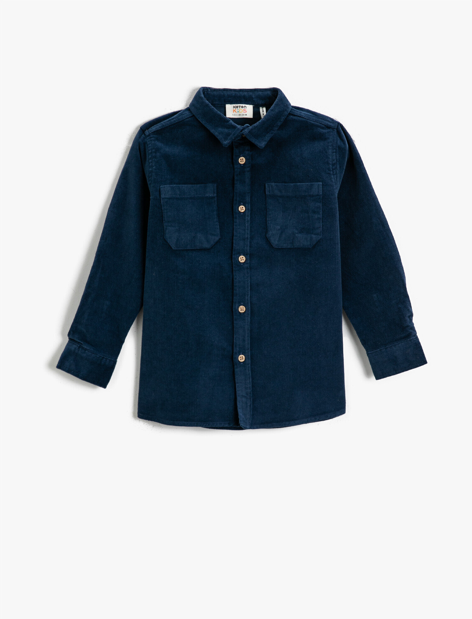  Erkek Çocuk Uzun Kollu Kadife Gömlek Çift Cepli Pamuklu