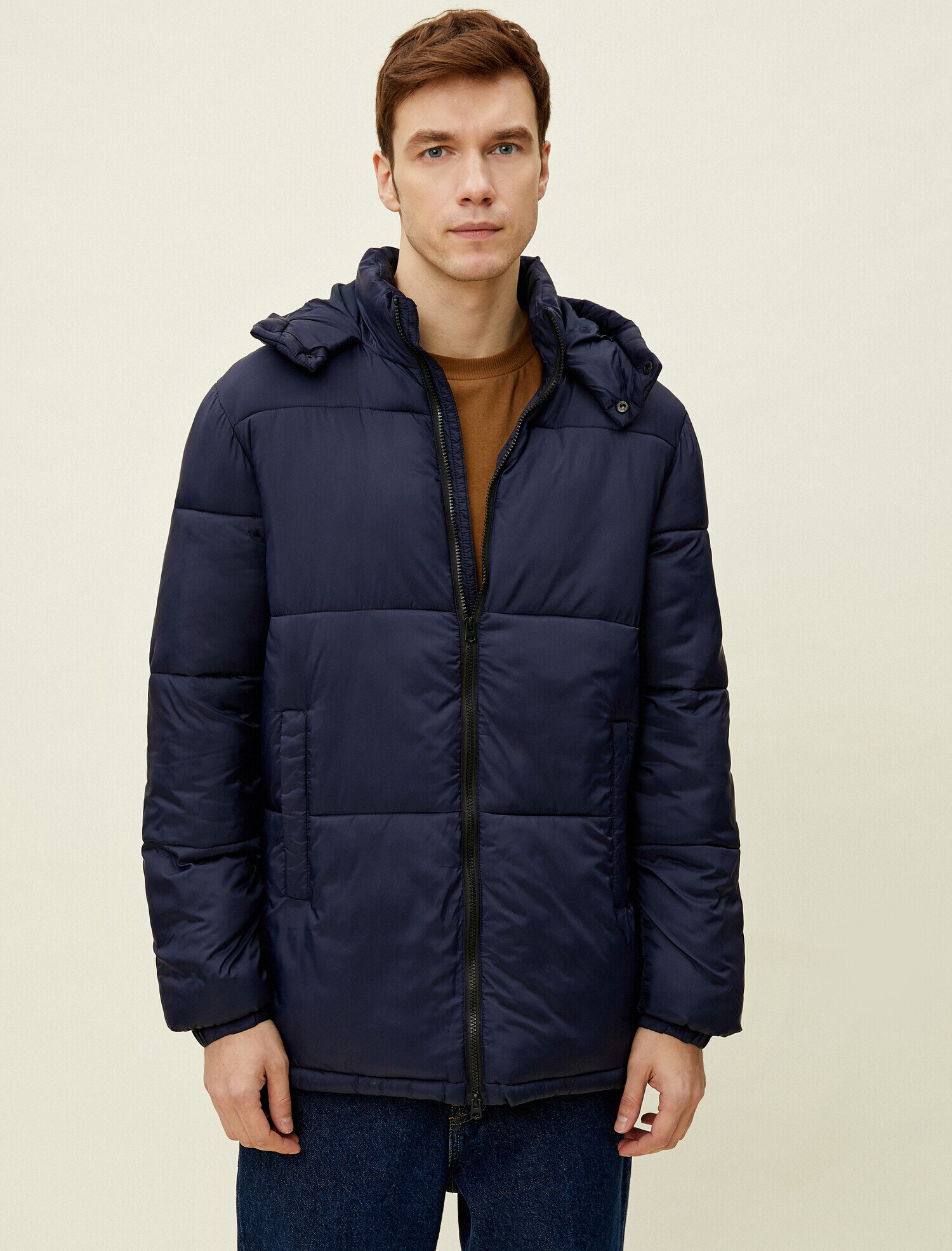   Kapüşonlu Cepli Fermuarlı Şişme Mont