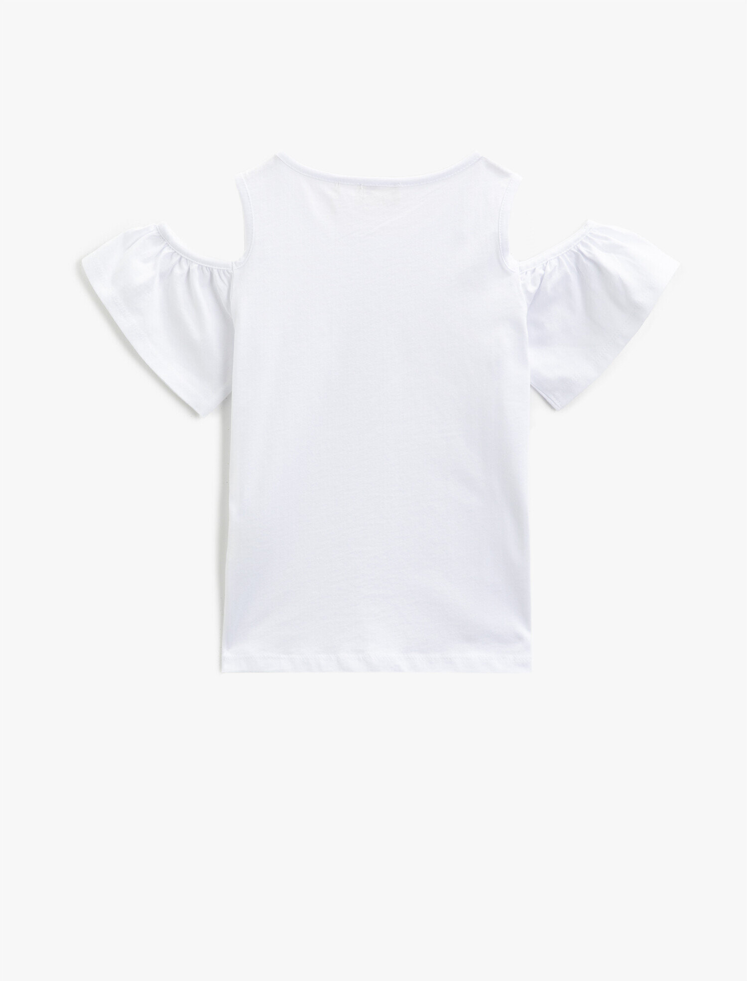  Kız Çocuk Bisiklet Yaka Tişört Omuz Detaylı Pamuklu