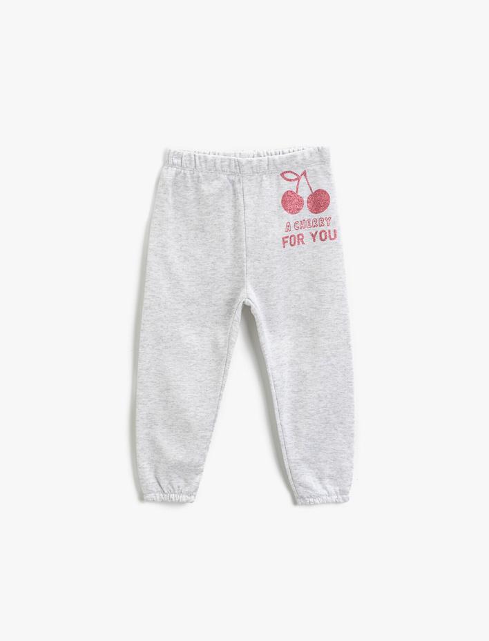 Kız Bebek Baskılı Beli Lastikli Jogger Eşofman Altı