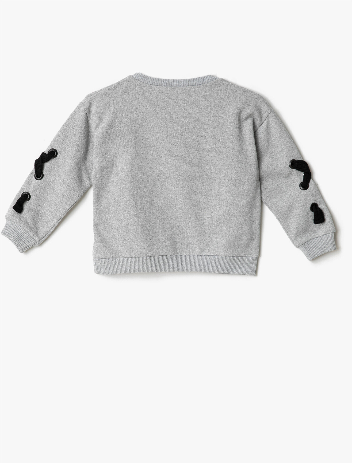 Kız Çocuk İşlemeli Sloganlı Sweatshirt Kol Detaylı