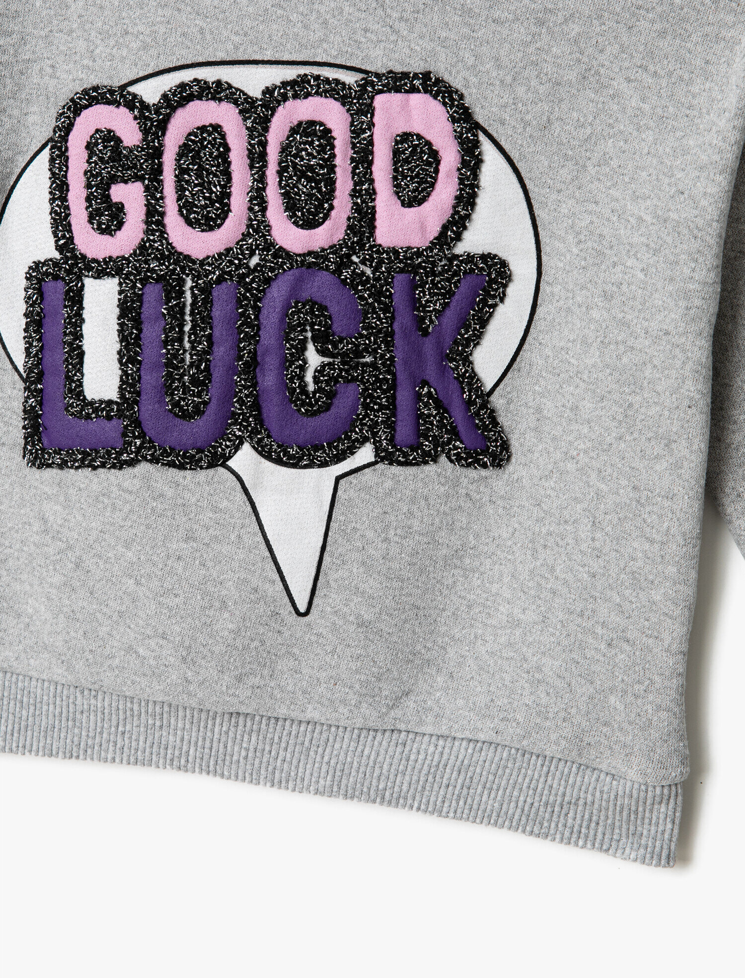 Kız Çocuk İşlemeli Sloganlı Sweatshirt Kol Detaylı