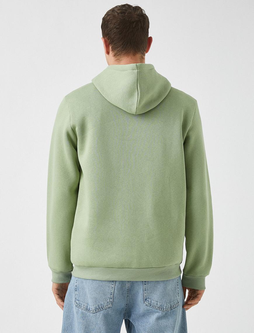   Kurt İşlemeli Kapşonlu Sweatshirt
