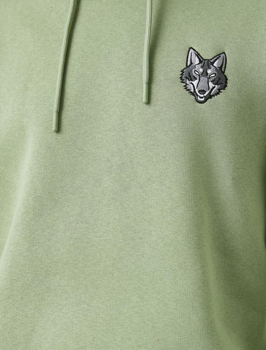   Kurt İşlemeli Kapşonlu Sweatshirt