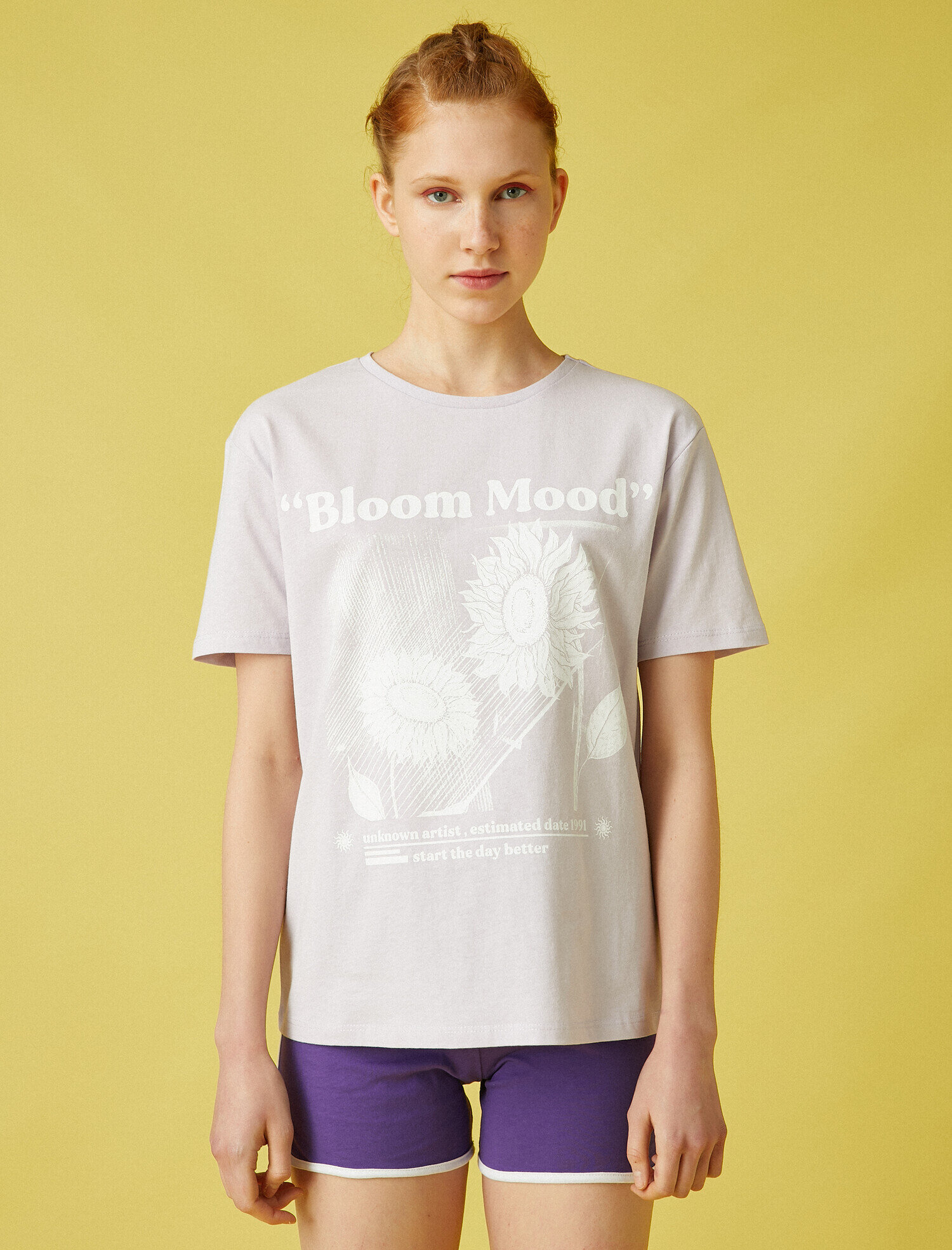   Kısa Kollu Tişört Yazılı Baskılı Pamuklu