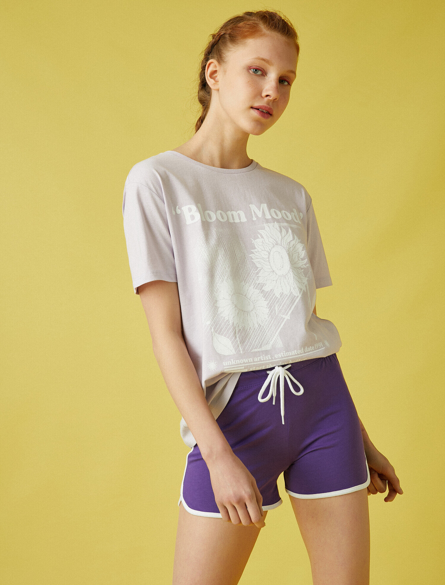   Kısa Kollu Tişört Yazılı Baskılı Pamuklu