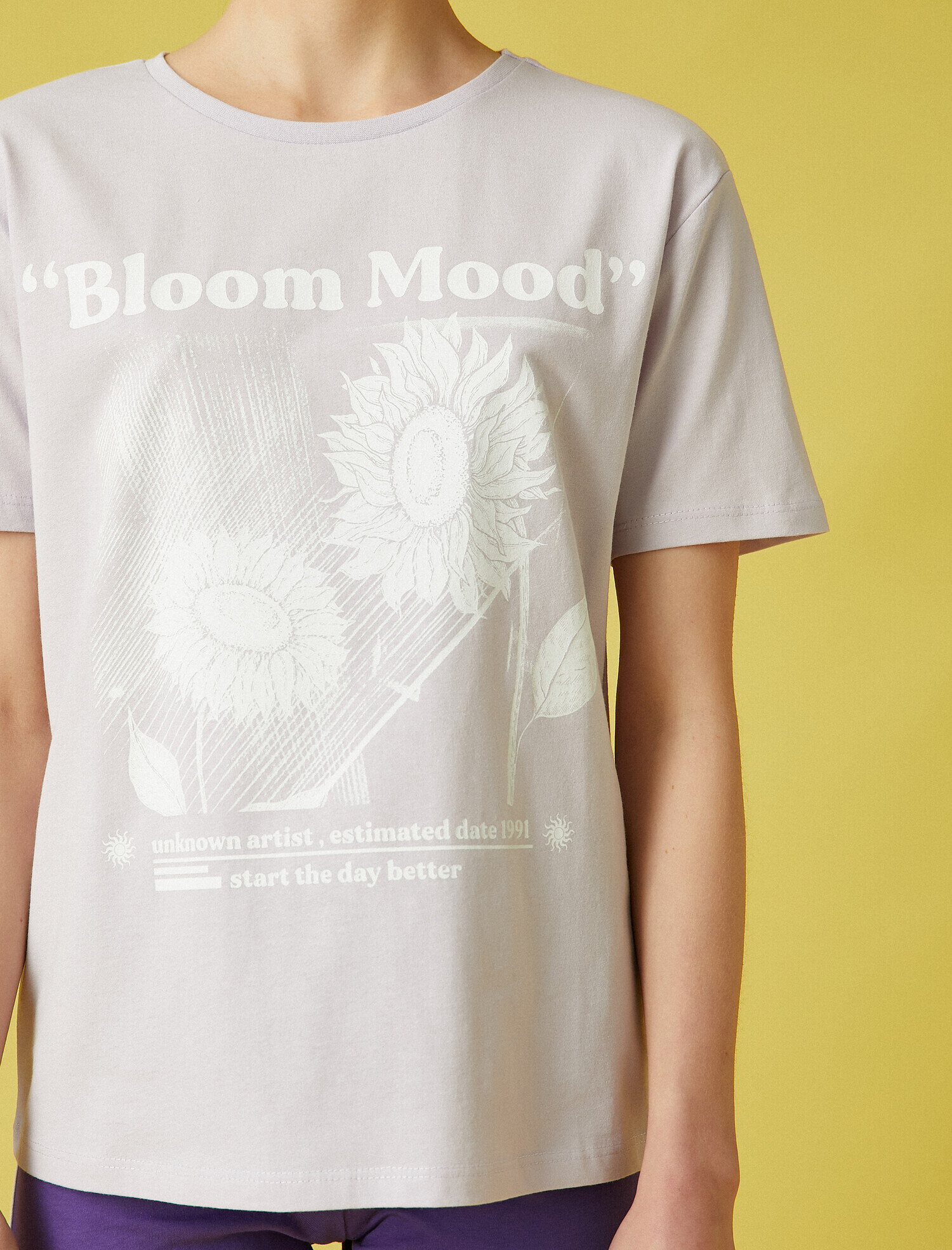   Kısa Kollu Tişört Yazılı Baskılı Pamuklu