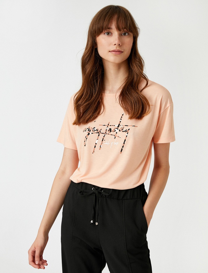  Baskılı Bisiklet Yaka Tişört