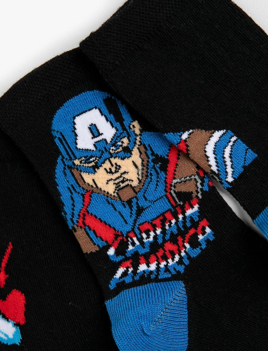  Erkek Çocuk Captain America Lisanslı Baskılı Çorap