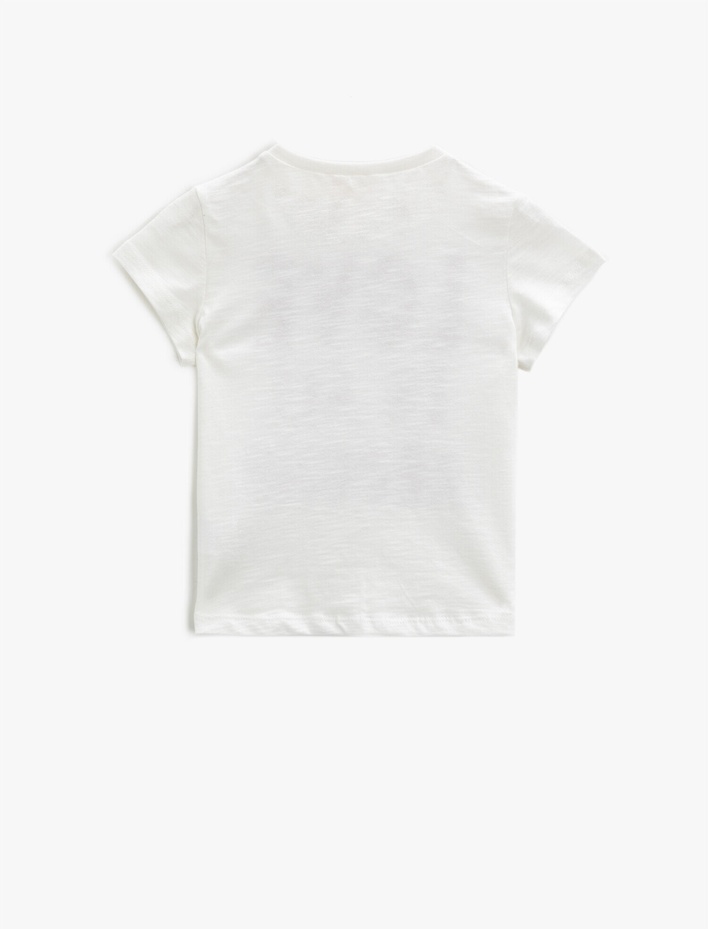 Kız Çocuk Kısa Kollu Tişört Yazılı Baskılı Pamuklu