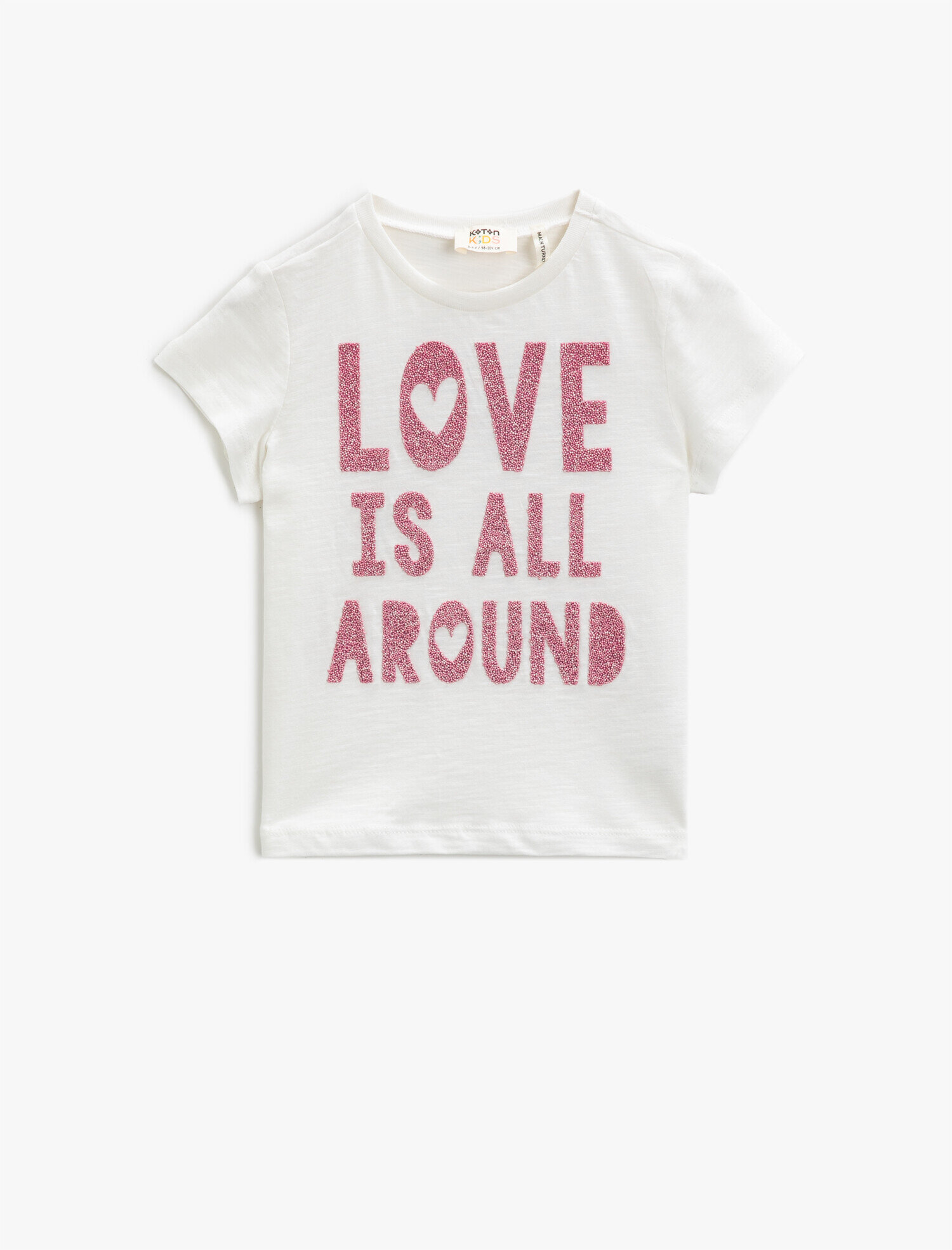  Kız Çocuk Kısa Kollu Tişört Yazılı Baskılı Pamuklu