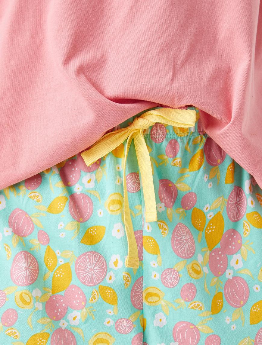   Pamuklu Baskılı Kısa Örme Pijama Set