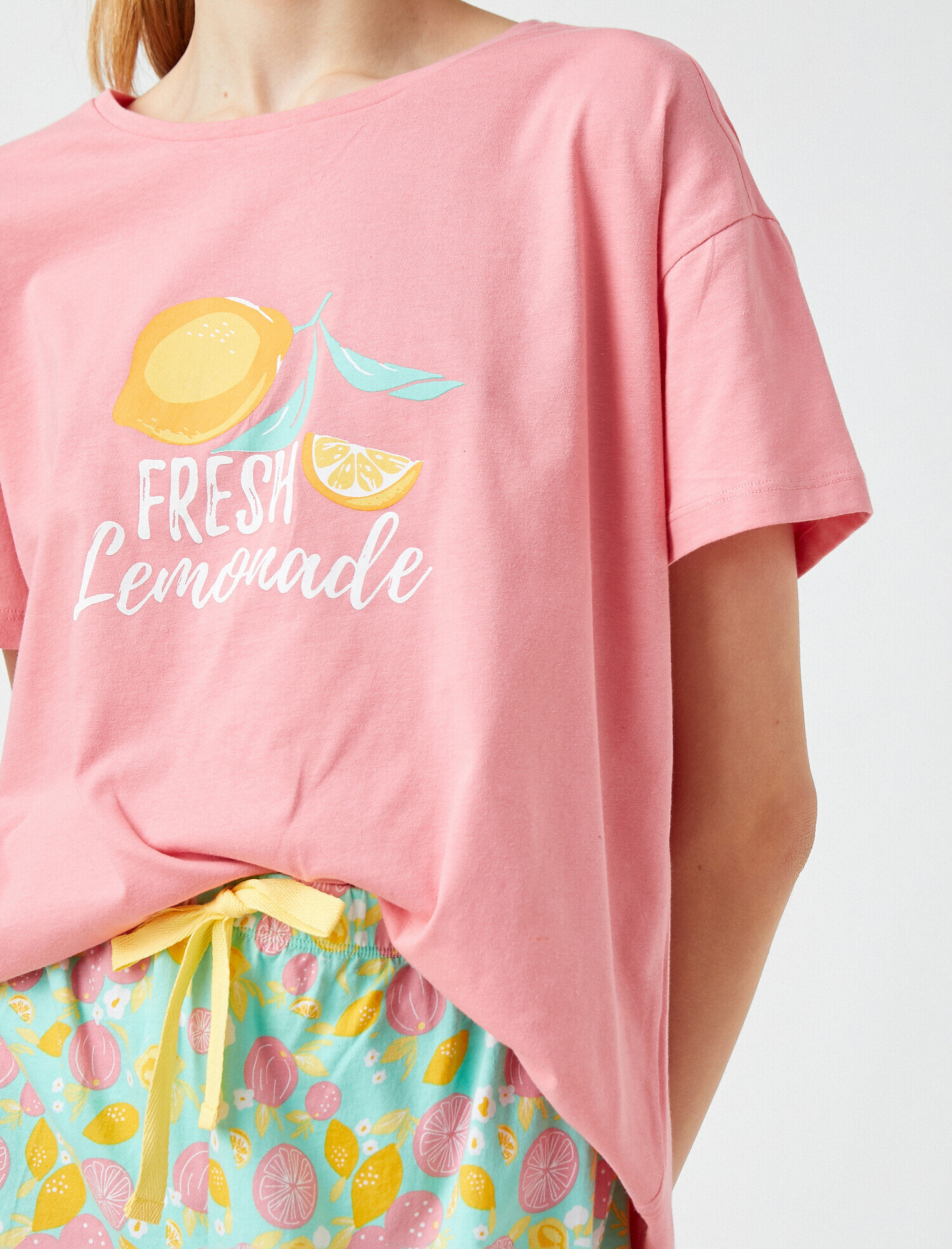   Pamuklu Baskılı Kısa Örme Pijama Set