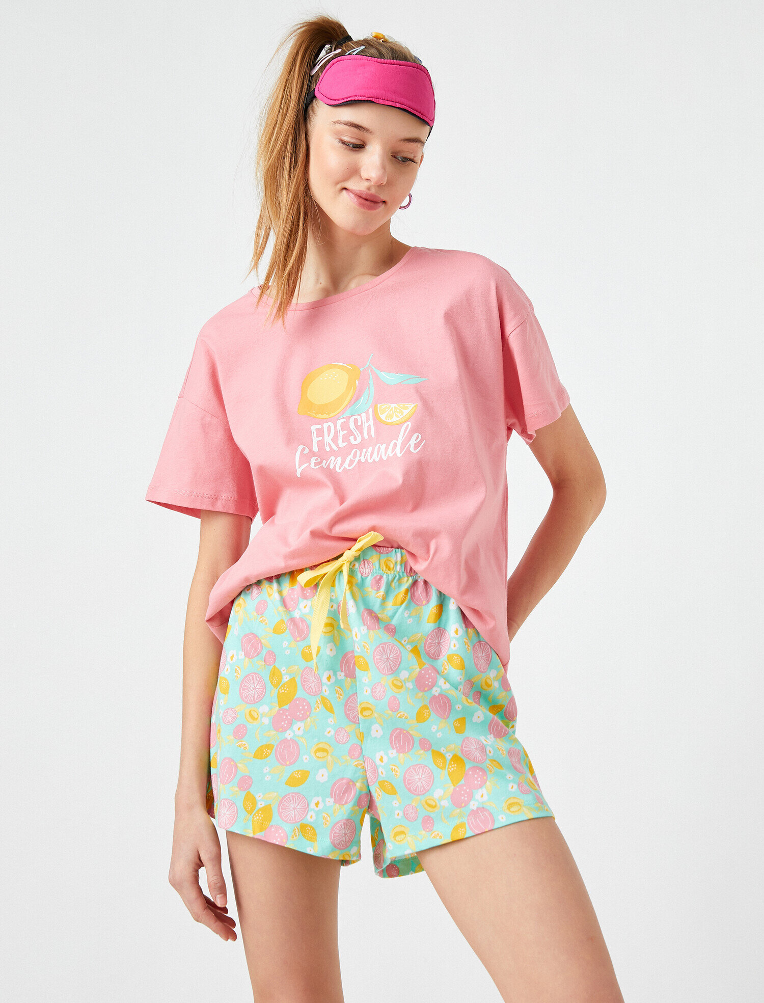   Pamuklu Baskılı Kısa Örme Pijama Set