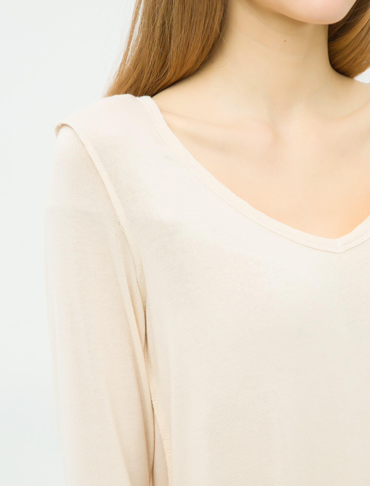   Uzun Kollu Tişört V Yaka