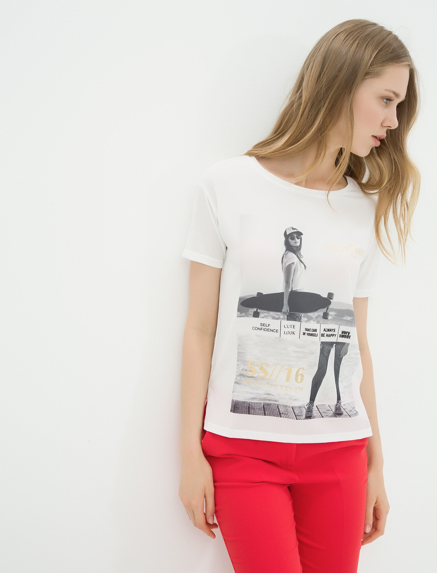   Baskılı Tişört Kısa Kollu Bisiklet Yaka