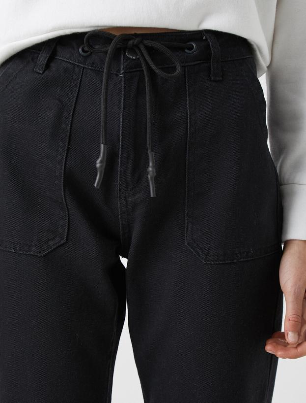 Jogger Jean - Yüksek Bel Rahat Kesim Paçası Lastikli Pantolon