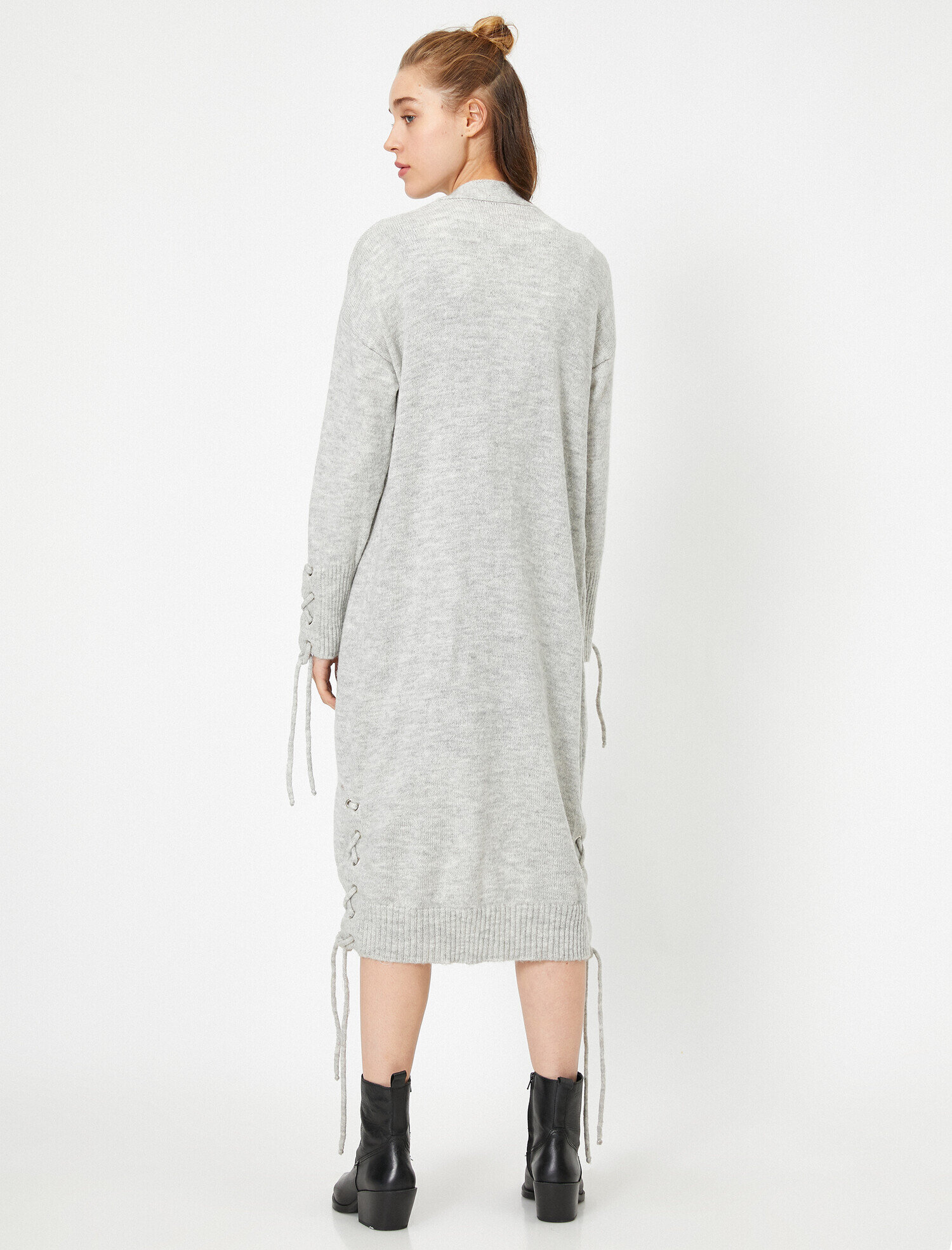   Uzun Kollu Oversize Cepli Hırka