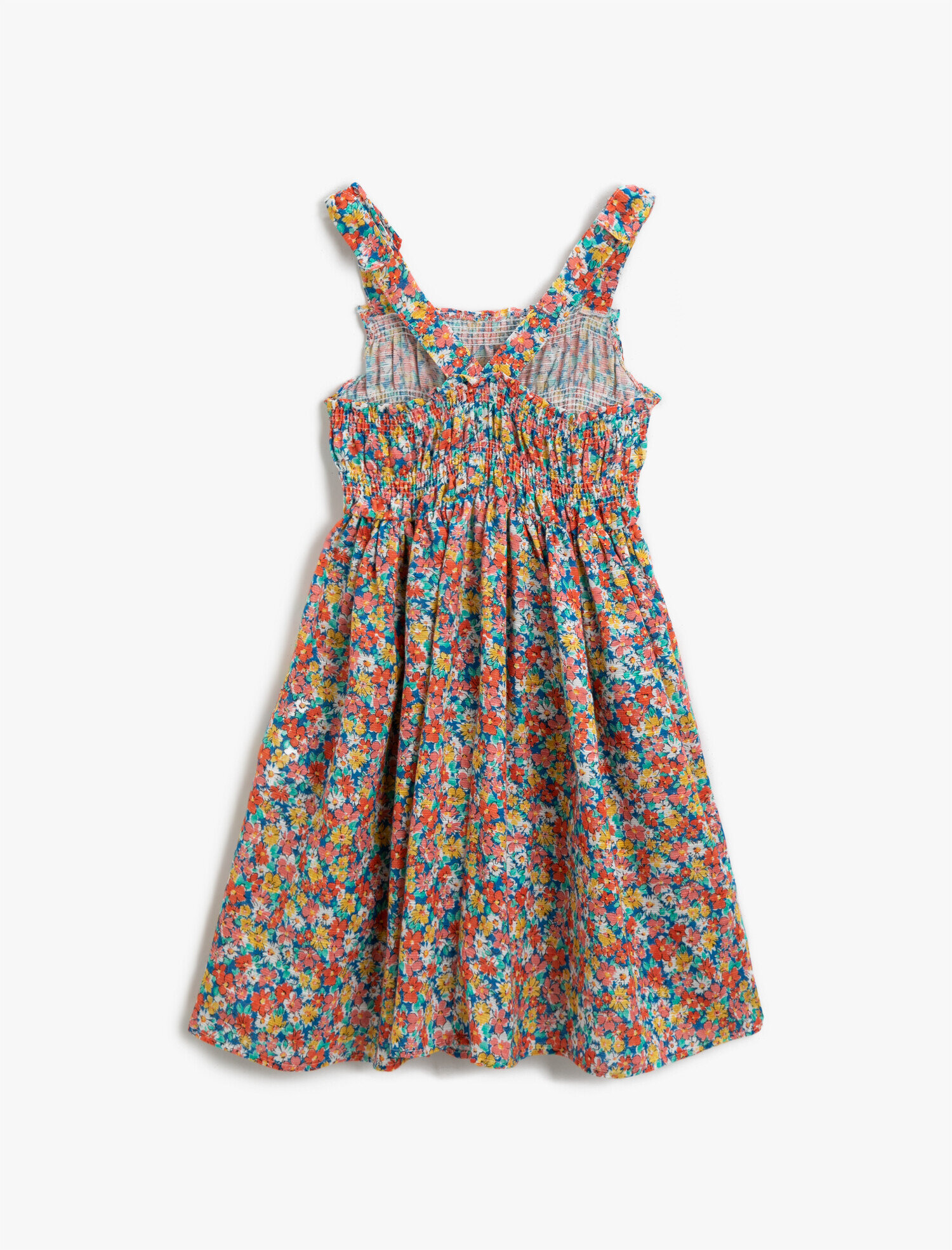  Kız Çocuk Çiçekli Yazlık Elbise Pamuklu