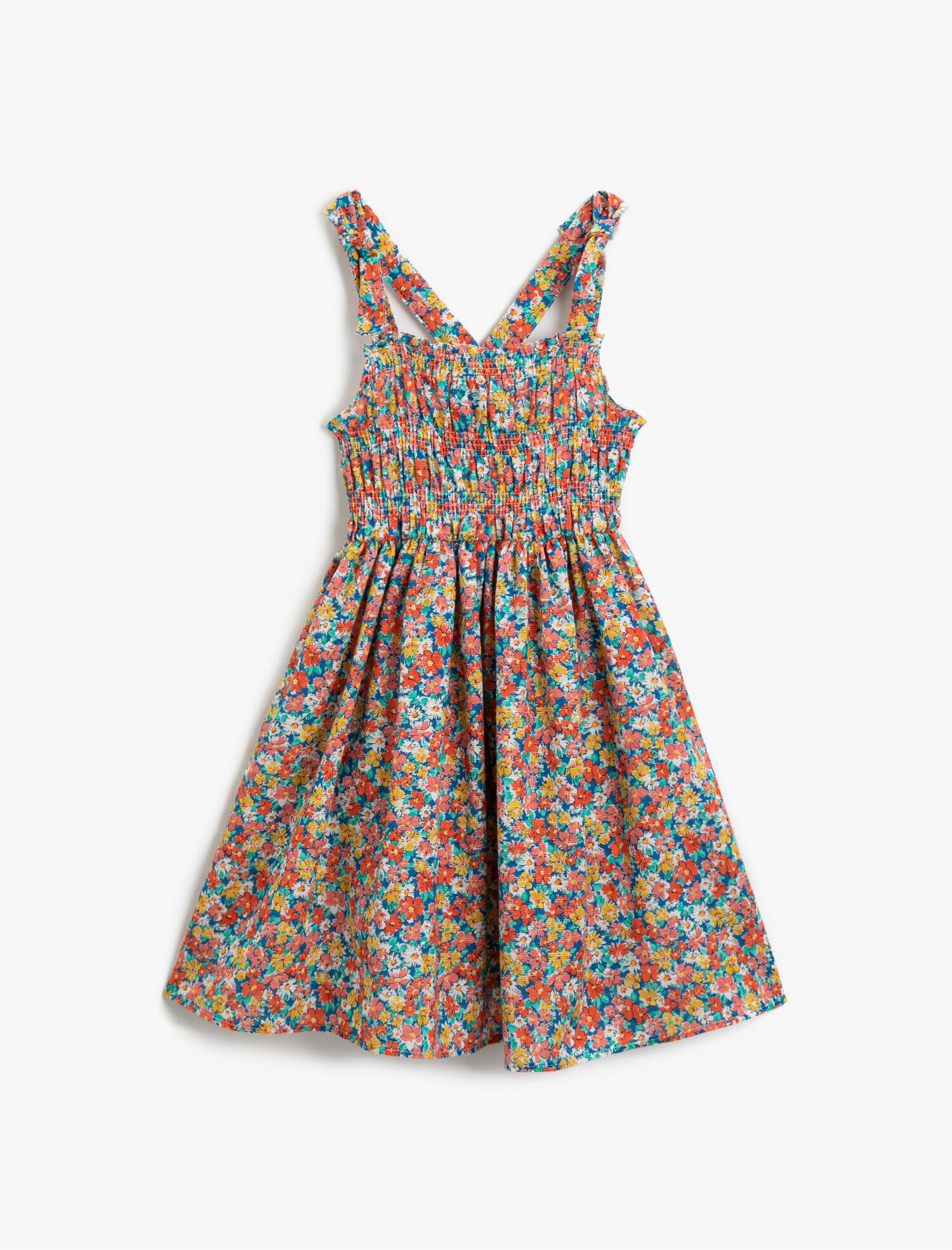  Kız Çocuk Çiçekli Yazlık Elbise Pamuklu