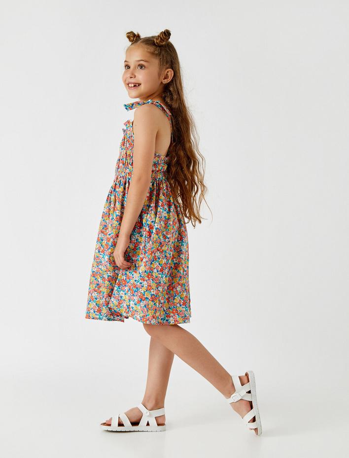 Kız Çocuk Çiçekli Yazlık Elbise Pamuklu