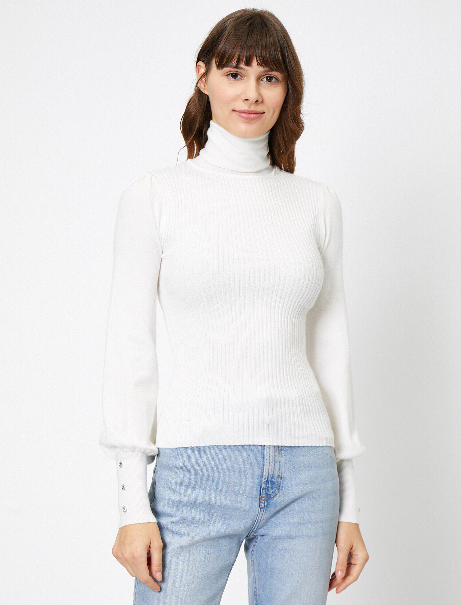   Düğme Detaylı Triko Kazak