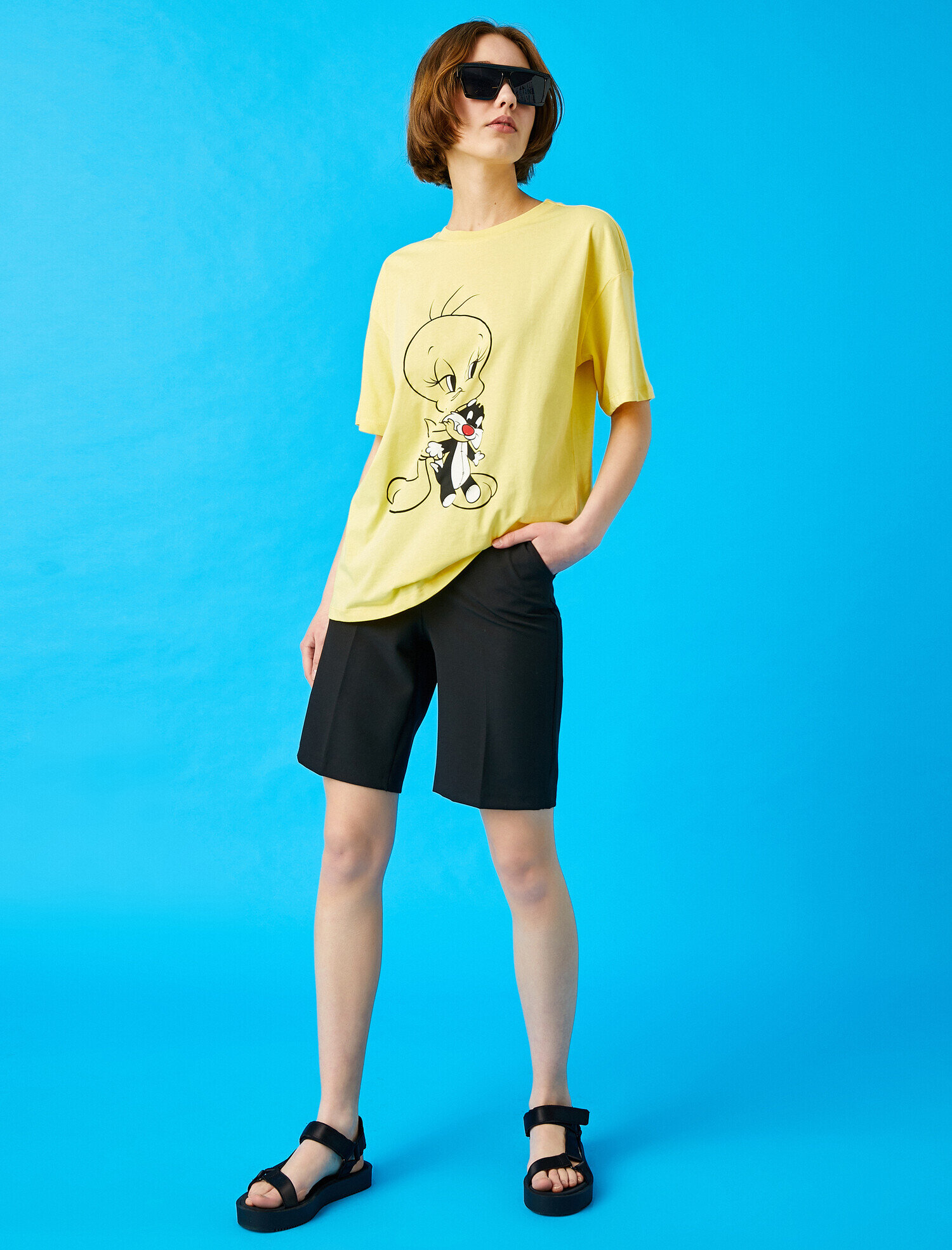   Tweety Tişört Lisanslı Baskılı Pamuklu Oversize