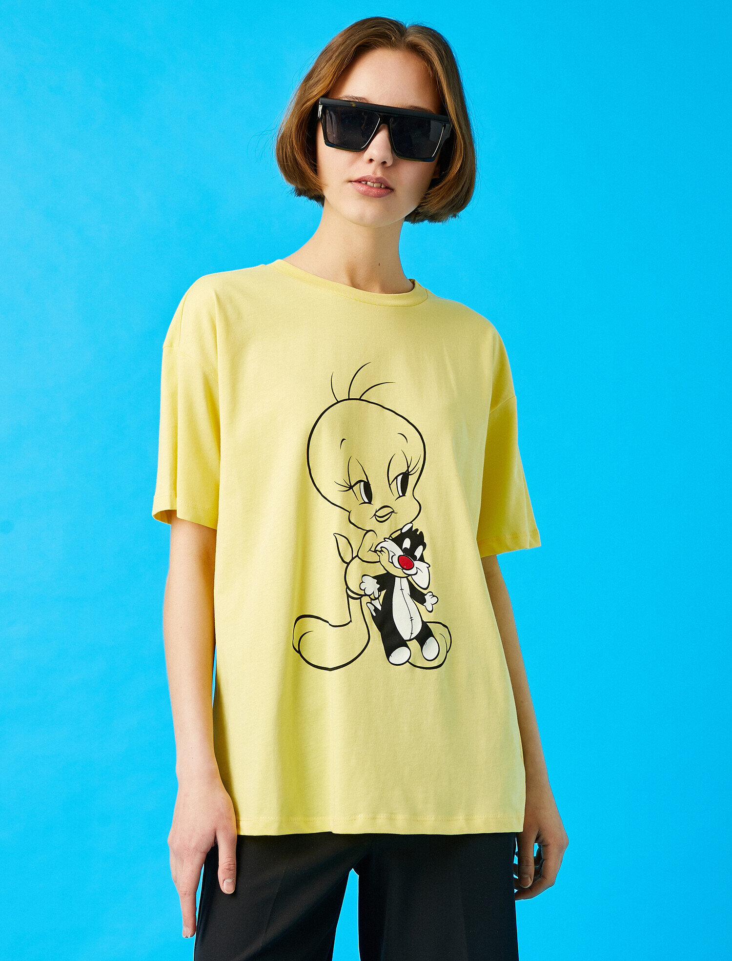   Tweety Tişört Lisanslı Baskılı Pamuklu Oversize