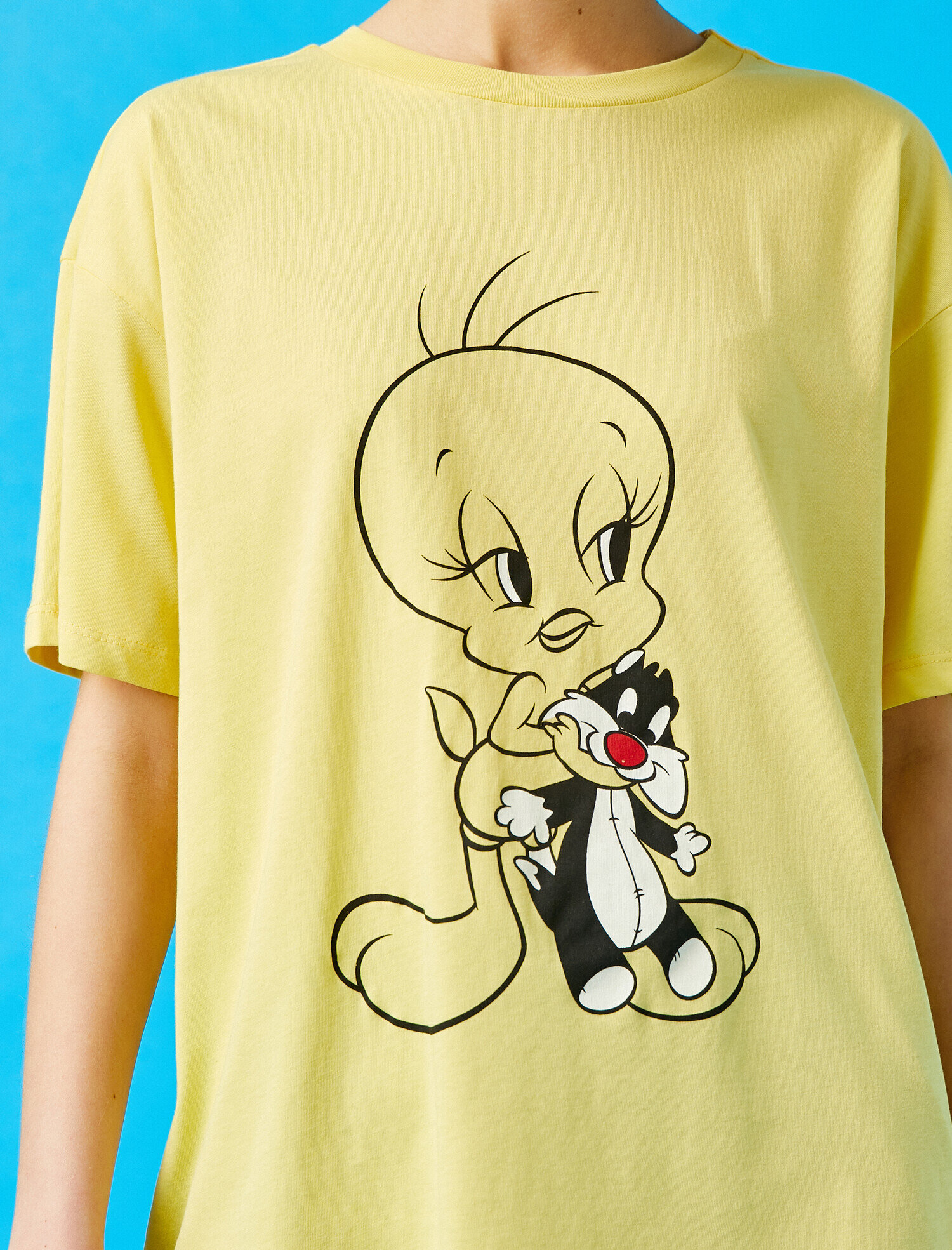   Tweety Tişört Lisanslı Baskılı Pamuklu Oversize