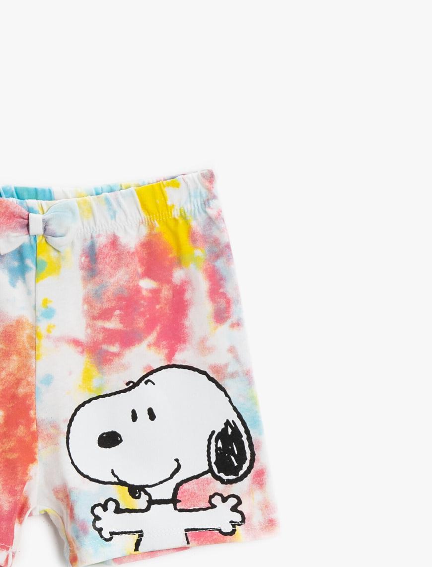  Kız Bebek Snoopy Şort Lisanslı Baskılı Pamuklu Çok Renkli
