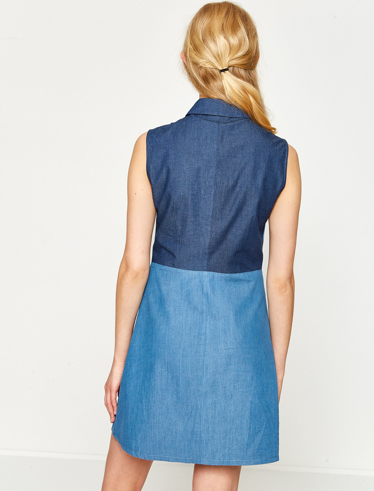   Cep Detaylı Kot Elbise