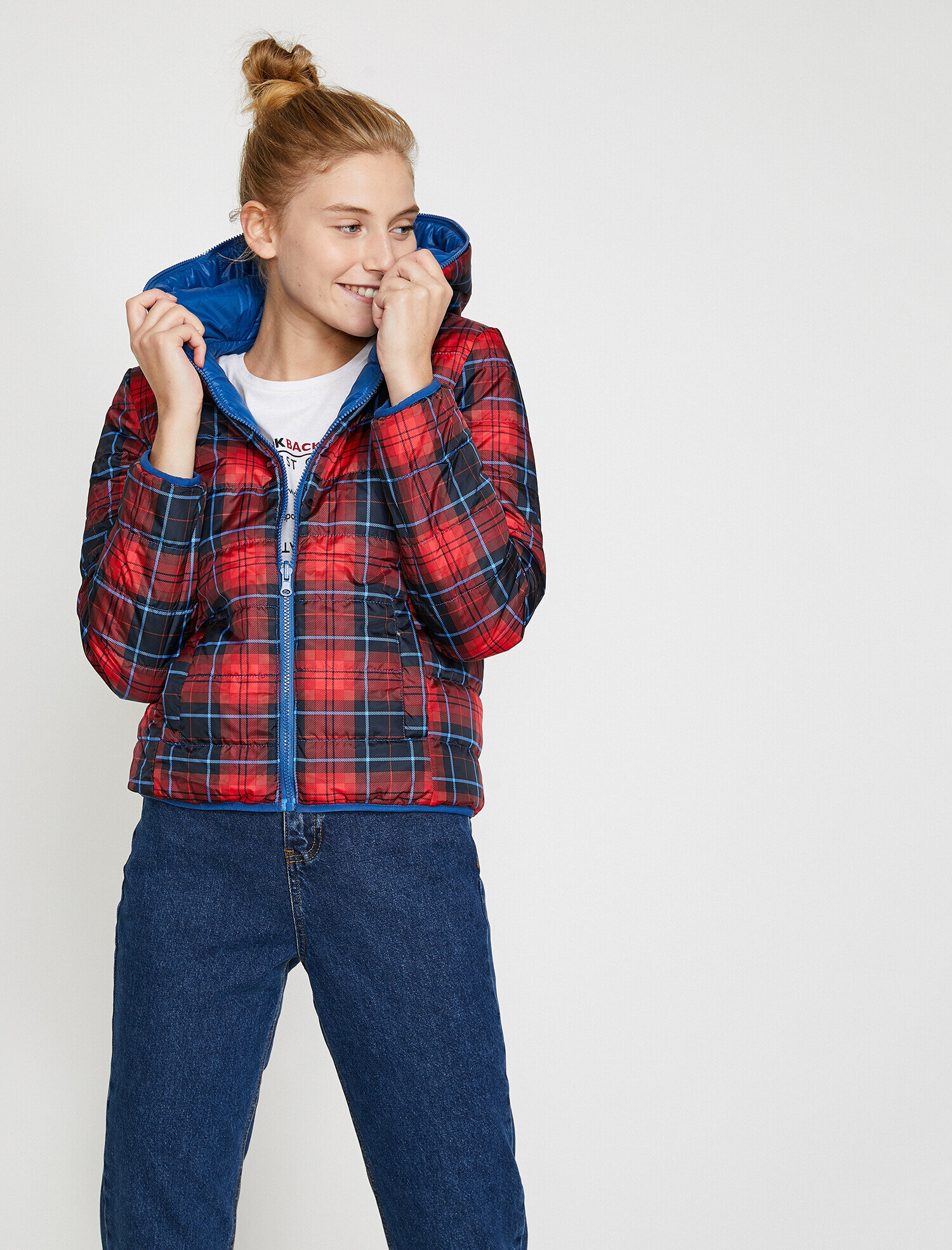   Desenli Şişme Mont